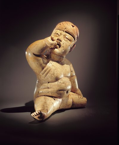 Babyfiguur (keramiek, cinnaber en rode oker) door Olmec